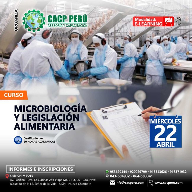 CACP Perú | Curso: Microbiologia Y Toxicologia De Los Alimentos 2023 - 1