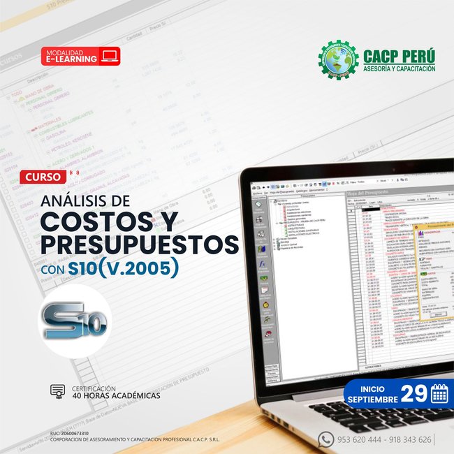 Análisis De Costos Y Presupuestos Con S10(V.2005Cos) 2024 - 1 E-Learning