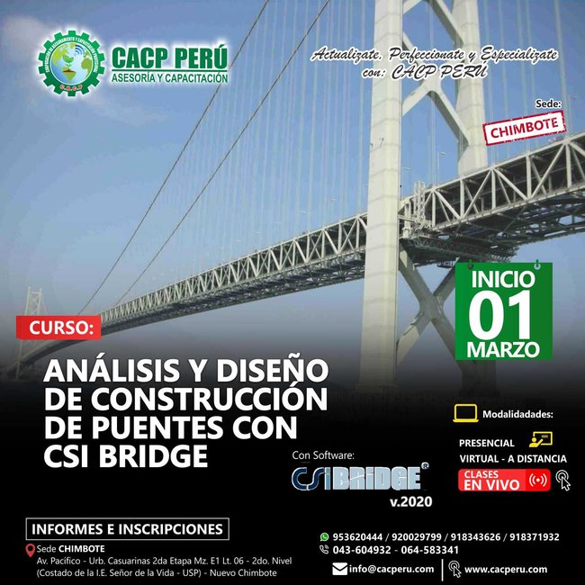 Análisis Y Diseño De Construcción De Puentes Con Csi Bridge. 2019 - 2