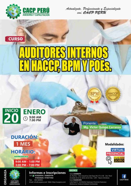 Auditores Internos En Haccp, Bpm Y Poes. 2018 - 2