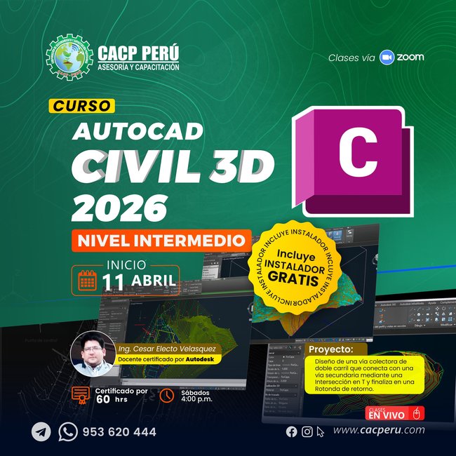 Autocad Civil 3D 2026 - Nivel intermedio. 2026-1 O