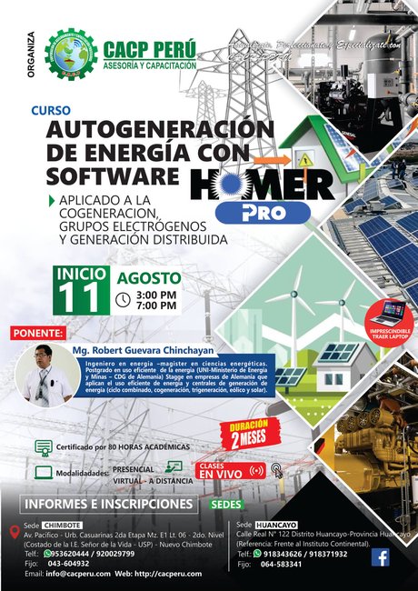 Autogeneración De Energía Con Software Homer Aplicado A La Cogeneración, Grupos Electrógenos Y Generación Distribuida. 2019 - 1 Chimbote