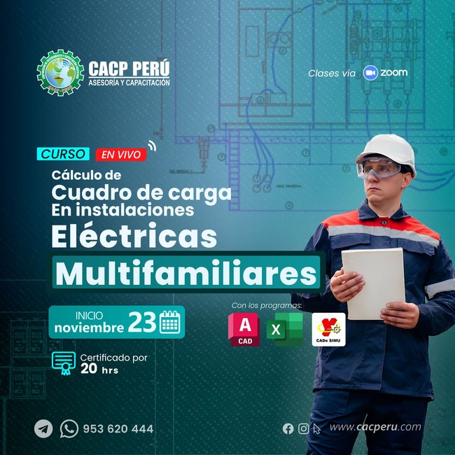 Cálculo De Cuadro De Carga En Instalaciones Eléctricas Multifamiliares Con Software Autocad, Excel Y Cadesimud. 2024 - 2