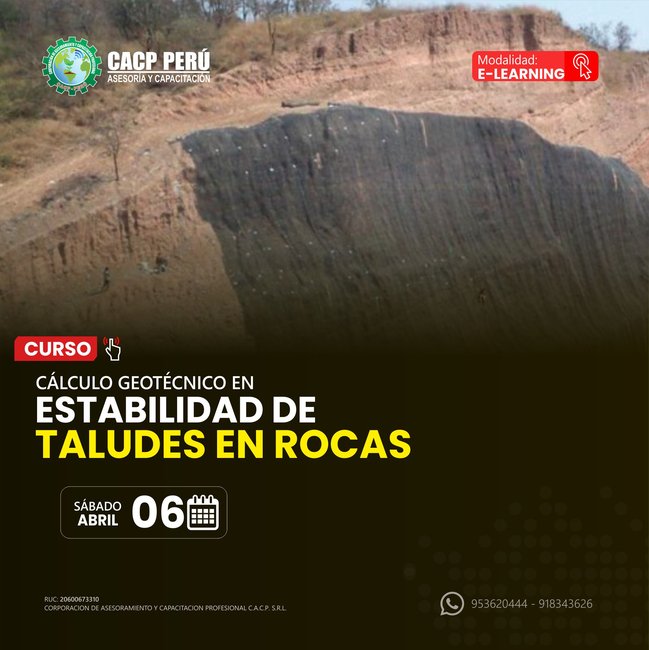 Cálculo Geotécnico En Estabilidad De Taludes En Rocas 2024-1 E-Learning