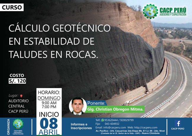 Cálculo Geotécnico En Estabilidad De Taludes En Rocas. 2018 - 1