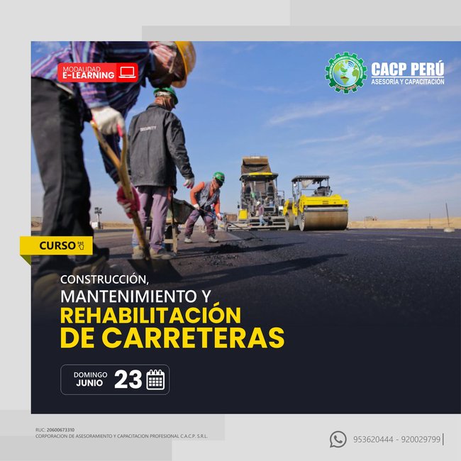 Construcción, Mantenimiento Y Rehabilitación De Carreteras 2024 - 2 E-Learning