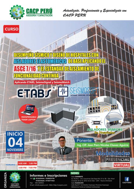 Desempeño Sísmico Y Diseño De Hospitales Con Aisladores Elastomericos De Base Aplicando El Asce 7/16 Y El Estandar De Aislamiento De Funcionalidad Continua. 2018 - 2