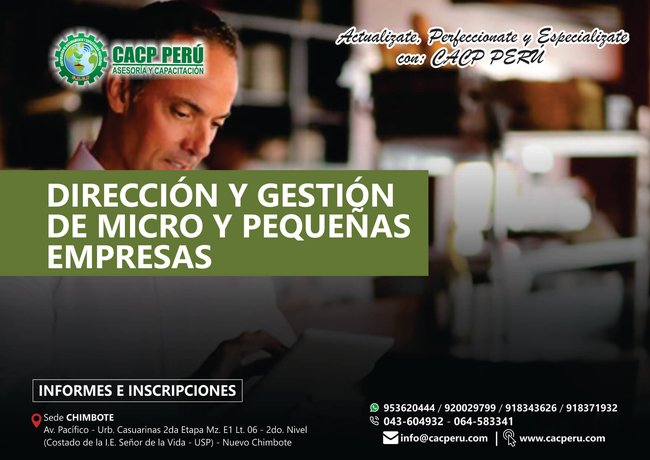 Dirección Y Gestión De Micro Y Pequeñas Empresas. 2018 - 2