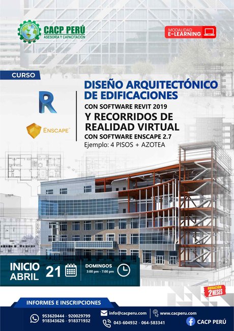 Diseño Arquitectónico De Edificaciones Con Software Revit 2019 Y Recorridos De Realidad Virtual Con Software Enscape 2.7 2024 - 1 E-Learning
