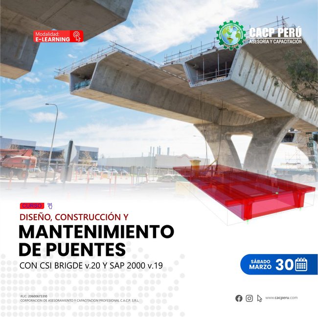 Diseño, Construcción Y Mantenimiento De Puentes Con Csi Bridge V.20 Y Sap 2000 V.19 2023 - 2.2 E-Learning
