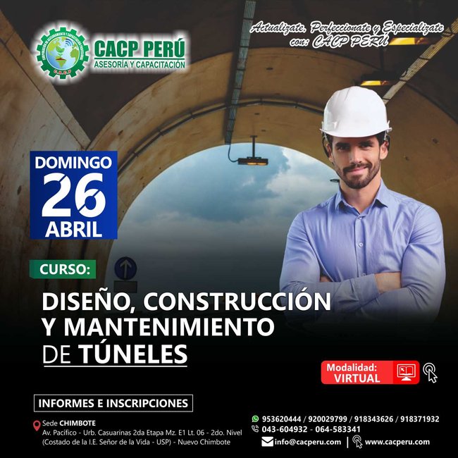 Diseño, Construcción Y Mantenimiento De Túneles. 2019 -2