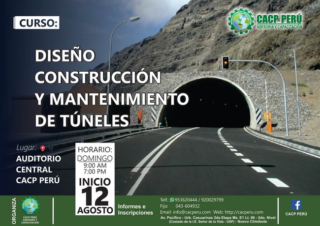 Diseño, Construcción Y Mantenimiento De Túneles. 2018 - 1