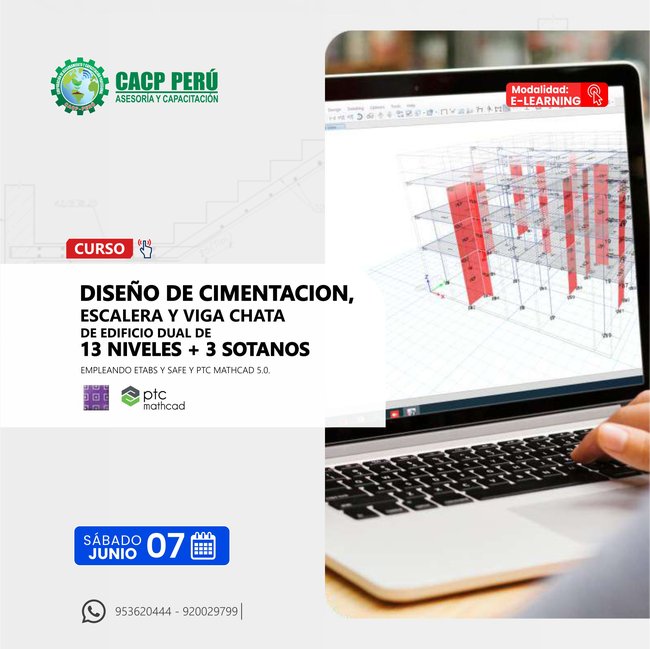 Diseño De Cimentación, Escalera Y Viga Chata De Edificio Dual De 13 Niveles + 3 Sotanos Empleando Etabs Y Safe Y Ptc Mathcad 5.0. 2025 - 1 E-Learning