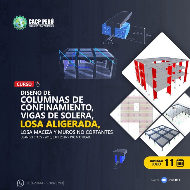 Diseño De Columnas De Confinamiento, Vigas De Solera, Losa Aligerada, Losa Maciza Y Muros No Cortantes Usando Etabs - 2018 – Safe 2016 - Ptc Mathcad 5.0. 2021 - 1
