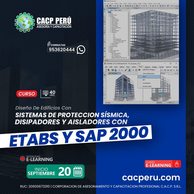 Diseño de edificios Con Sistemas De Protección Sísmica, Disipadores Y Aisladores Con Etabs Y Sap 2000. 2025 -1-E-Learning