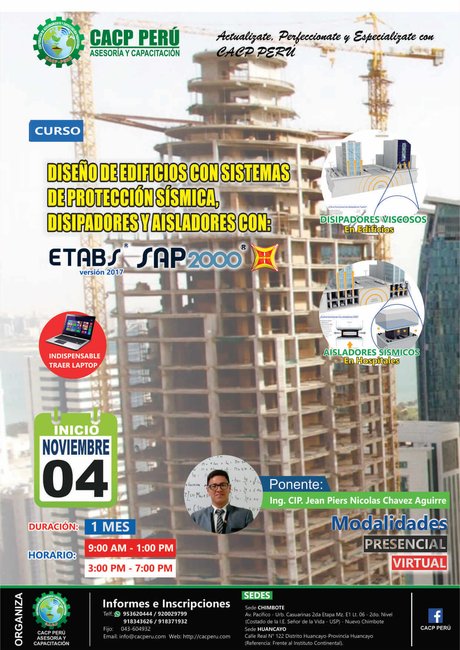 Diseño De Edificios Con Sistemas De Protección Sísmica, Disipadores Y Aisladores Con Etabs Y Sap 2000. 2018 - 2