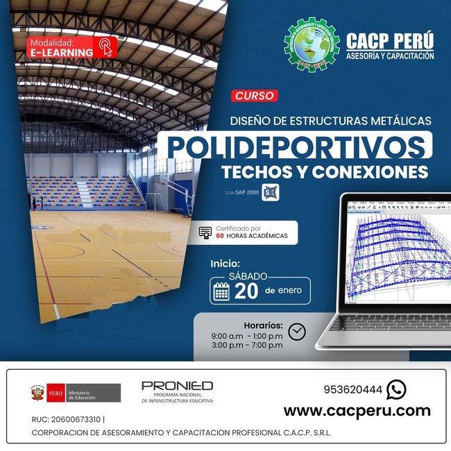 Diseño De Estructuras Metálicas Polideportivos Techos Y Conexiones 2023 - 2.2 E-Learning