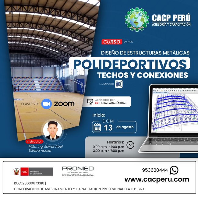 Diseño De Estructuras Metálicas Polideportivos Techos Y Conexiones 2023 - 2