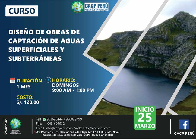 Diseño De Obras De Captación De Aguas Superficiales Y Subterráneas - 2018 I