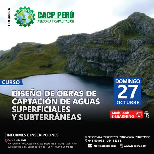 Diseño De Obras De Captación De Aguas Superficiales Y Subterráneas. 2019 - 2