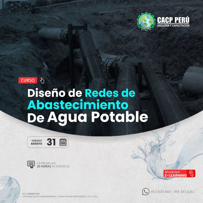 Diseño De Redes De Abastecimiento De Agua Potable 2024 - 2 E-Learning