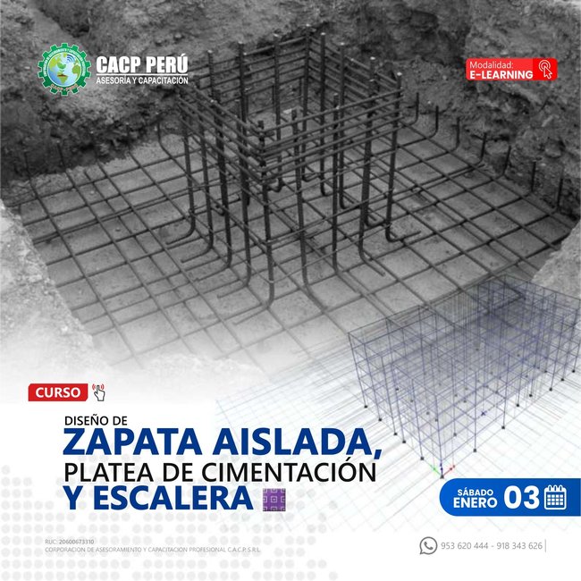 Diseño de zapata aislada, platea de cimentación y escalera. 2025-2 E