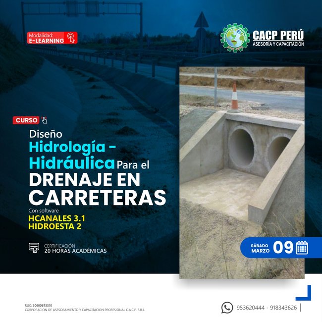 Diseño Hidrología - Hidráulica Para El Drenaje En Carreteras 2024-1 E-Learning