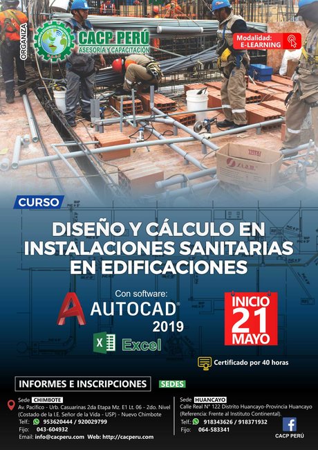 Diseño Y Cálculo En Instalaciones Sanitarias En Edificaciones Con Software Autocad 2019 Y Excel. 2020 - 1 - Virtual -1