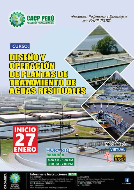 Diseño Y Operación De Plantas De Tratamiento De Aguas Residuales. 2018 - 2