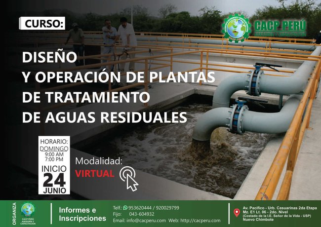 Diseño Y Operación De Plantas De Tratamiento De Aguas Residuales 2018 - I