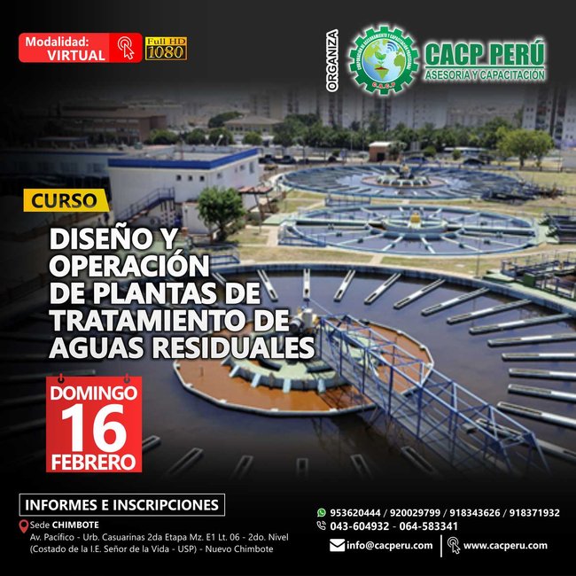 Diseño Y Operación De Plantas De Tratamiento De Aguas Residuales. 2019 - 2