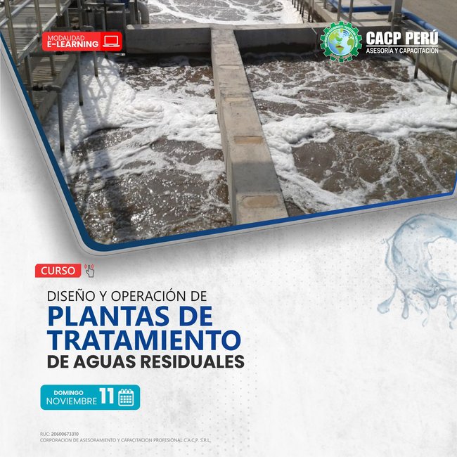 Diseño Y Operación De Plantas De Tratamiento De Aguas Residuales 2023 - 2 E-Learning