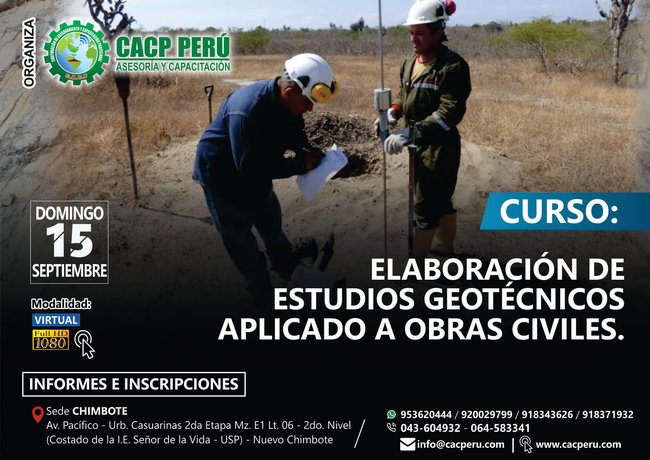 Elaboración De Estudios Geotécnicos Aplicado A Obras Civiles. 2019 - 1