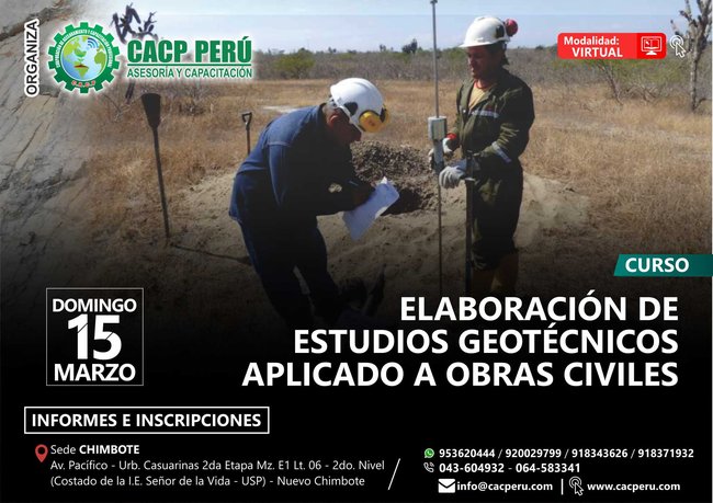 Elaboración De Estudios Geotécnicos Aplicado A Obras Civiles. 2019 - 2