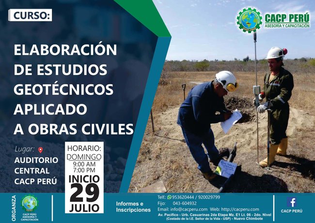Elaboración De Estudios Geotécnicos Aplicado A Obras Civiles 2018 - 1