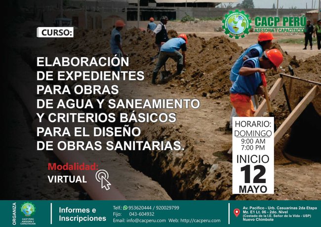 Elaboración De Expedientes Para Obras De Agua Y Saneamiento Y Criterios Básicos Para El Diseño De Obras Sanitarias. 2018 I