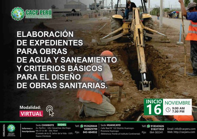 Elaboración De Expedientes Para Obras De Agua Y Saneamiento Y Criterios Básicos Para El Diseño De Obras Sanitarias. 2018 - 2
