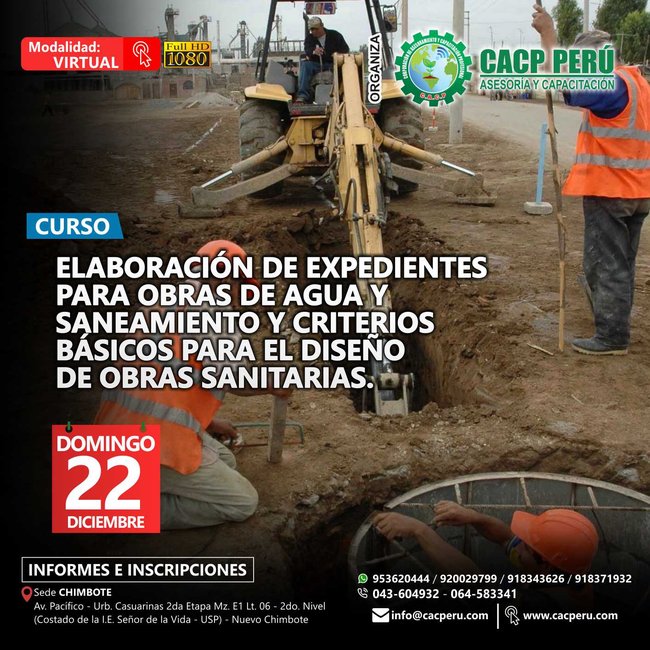 Elaboración De Expedientes Para Obras De Agua Y Saneamiento Y Criterios Básicos Para El Diseño De Obras Sanitarias. 2019 - 2