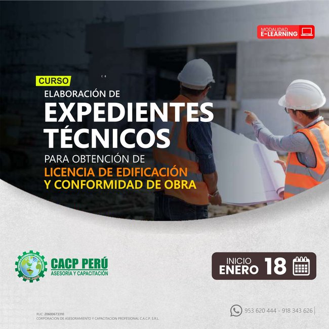 Elaboración de expedientes técnicos para obtención de licencia de edificación y conformidad de obra. 2026-1 E