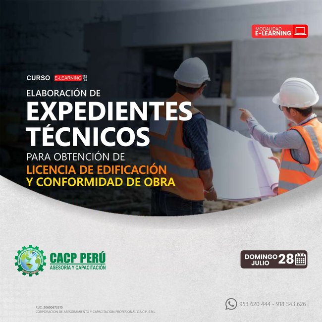 Elaboración De Expedientes Técnicos Para Obtención De Licencia De Edificación Y Conformidad De Obra 2024 - 2 E-Learning