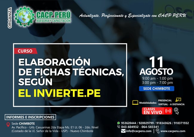 Elaboración De Fichas Técnicas, Según El Invierte.Pe. 2019 - 1