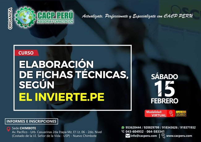 Elaboración De Fichas Técnicas, Según El Invierte.Pe. 2019 - 2
