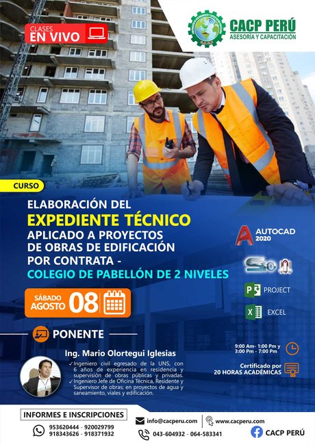 Elaboración Del Expediente Técnico Aplicado A Proyectos De Obras De Edificación Por Contrata - Colegio De Pabellón De 2 Niveles. 2020 - 1