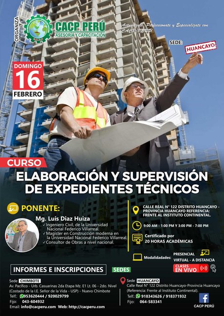 Elaboración Y Supervisión De Expedientes Técnicos. 2019 -2 - Huancayo