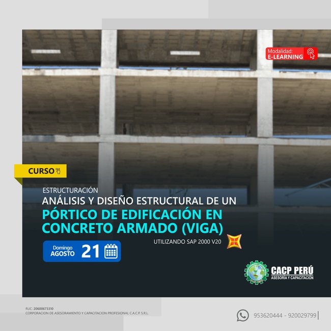 Estructuración, Análisis Y Diseño Estructural De Un Pórtico De Edificación En Concreto Armado (Viga) Utilizando Sap 2000 V20. 2022 - 2 - E-Learning