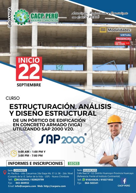 Estructuración, Análisis Y Diseño Estructural De Un Pórtico De Edificación En Concreto Armado (Viga) Utilizando Sap 2000 V20. 2019 - 2