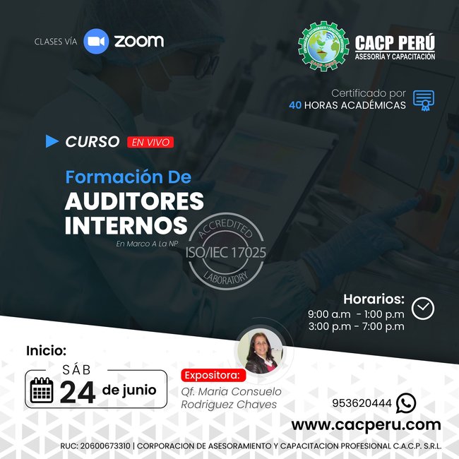 Formación De Auditores Internos En Marco A La Ntp Iso/Iec 17025:2017. 2023 - 1