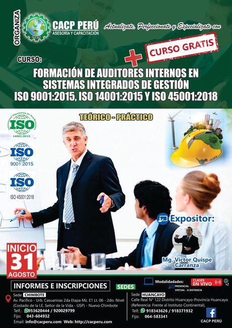 Formación De Auditores Internos En Sistemas Integrados De Gestión Iso 9001:2015, Iso 14001:2015 Y Iso 45001:2018. 2019 - 1