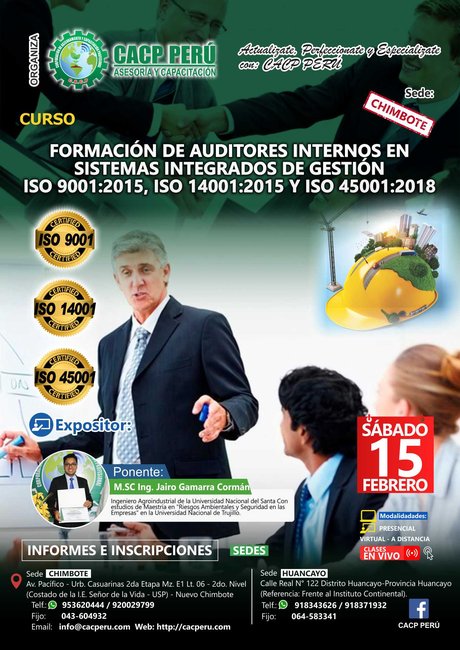Formación De Auditores Internos En Sistemas Integrados De Gestión Iso 9001:2015, Iso 14001:2015 Y Iso 45001:2018. 2019 - 2