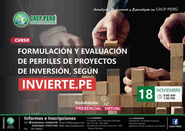 Formulación Y Evaluación De Perfiles De Proyectos De Inversión, Según Invierte.Pe. 2018 - 2
